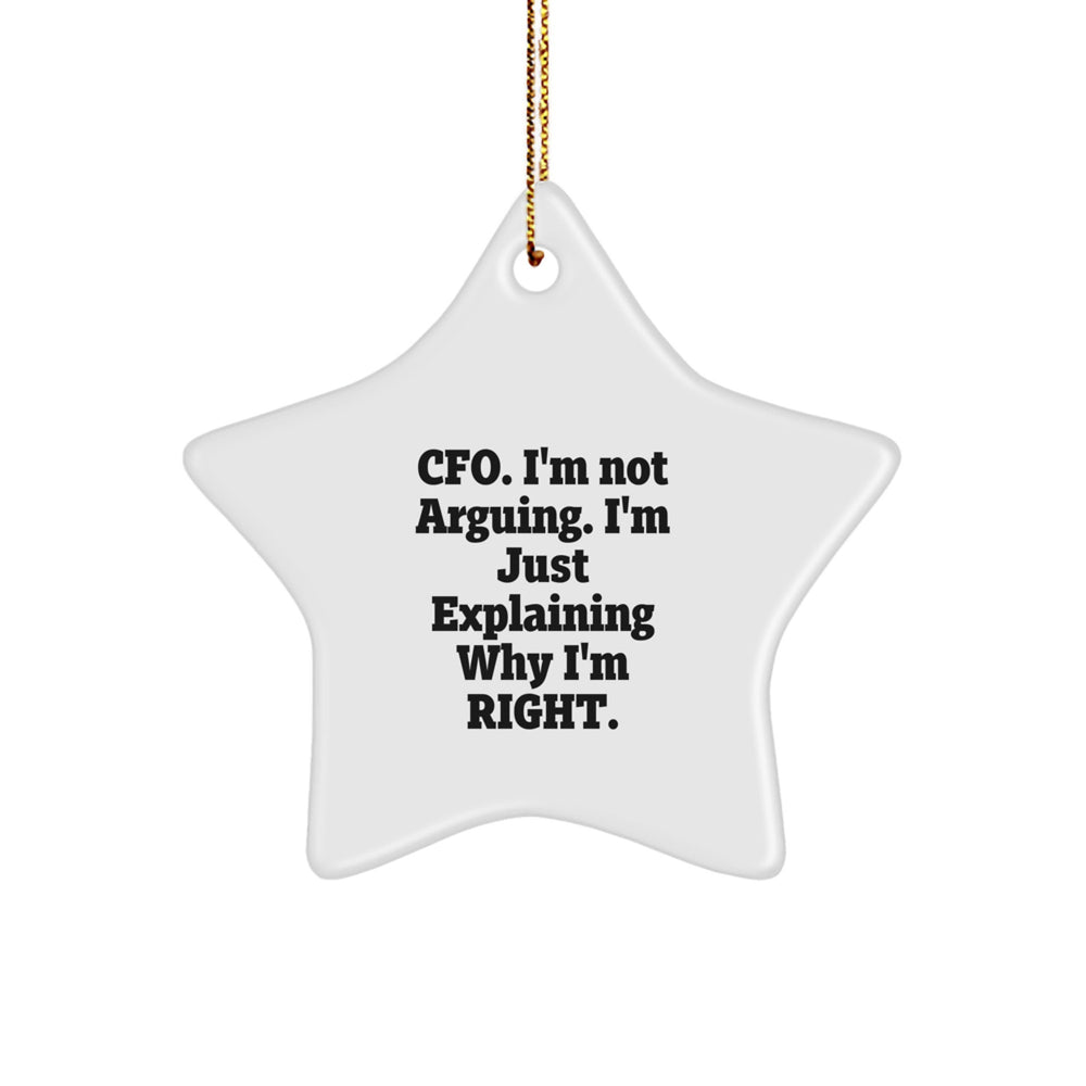 CFO Gifts from Friends, Funny Star Ornament for CFO, 'Cfo. I'm Not Arguing. I'm Just Explaining Why I'm Right.' Christmas Unique Gifts for CFO - Image 1