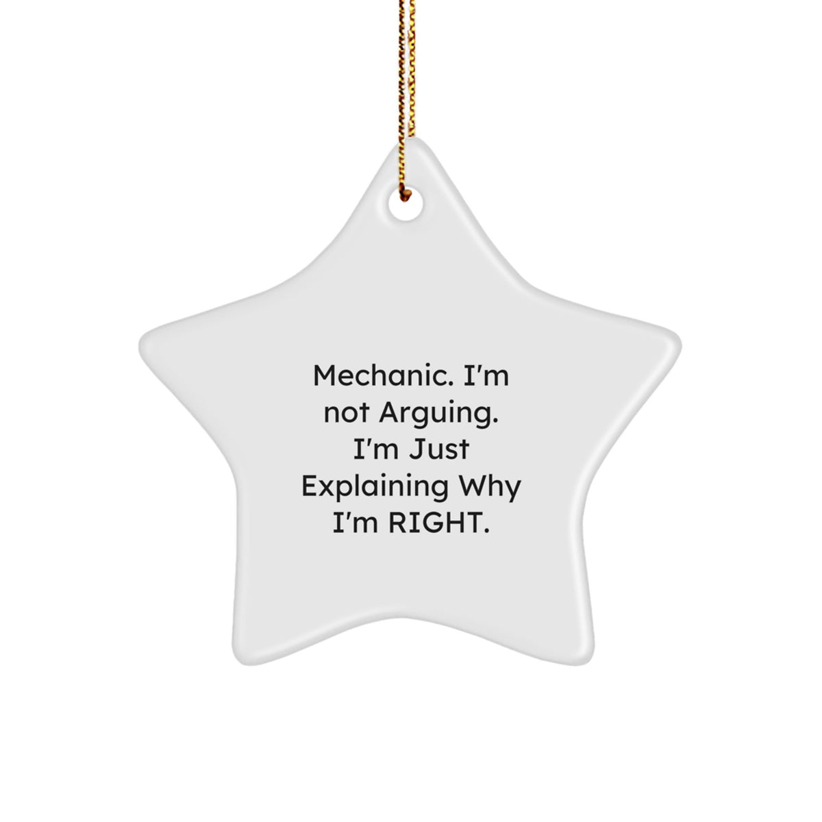 Mechanic Gifts from Friends, Funny Star Ornament, Mechanic Christmas Memorable Present, 'I'm Not Arguing. I'm Just Explaining Why I'm Right.' - Image 1
