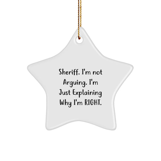 Funny Sheriff Gifts from Men - Sheriff Star Ornament for Christmas Unique Gifts - Sheriff I'm Not Arguing Star Decoration - Image 1