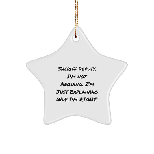 Sheriff Deputy Star Ornament, Funny Quote Gift from Men, Gifts for Sheriff Deputy Christmas Unique - Image 1