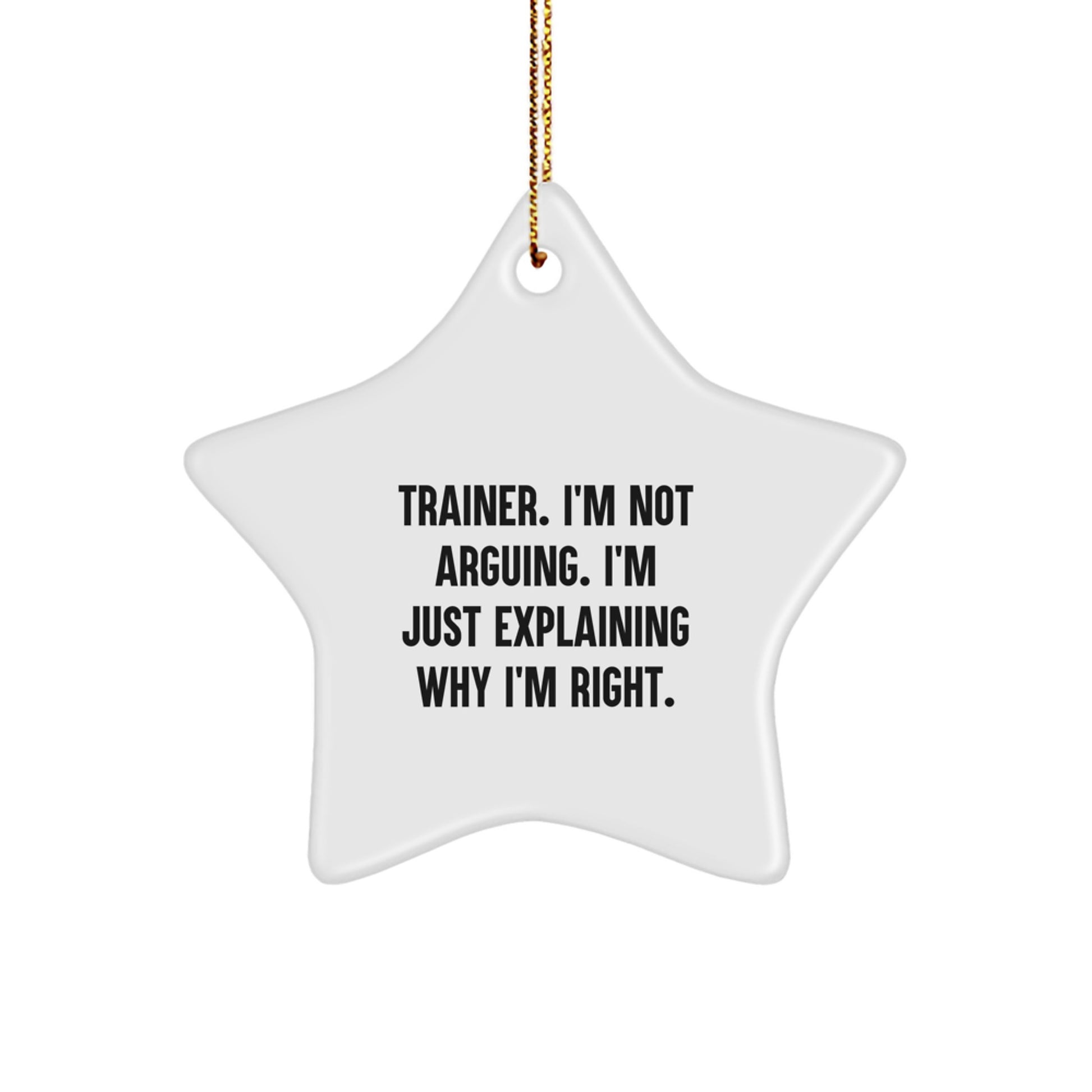 Funny Trainer Gifts from Friends - Star Ornament for Men, Women, and Family - 'I'm Not Arguing, I'm Just Explaining Why I'm Right' - Christmas Decorations - Image 1