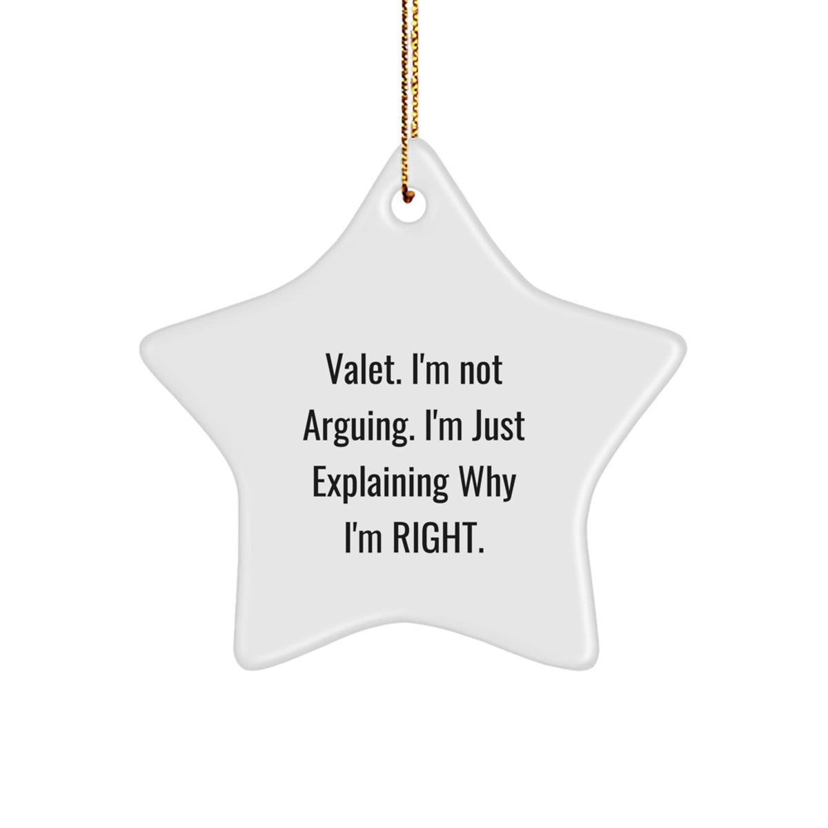 Valet Gifts from Friends - Funny Star Ornament for Christmas - 'I'm Not Arguing. I'm Just Explaining Why I'm Right.' - Image 1