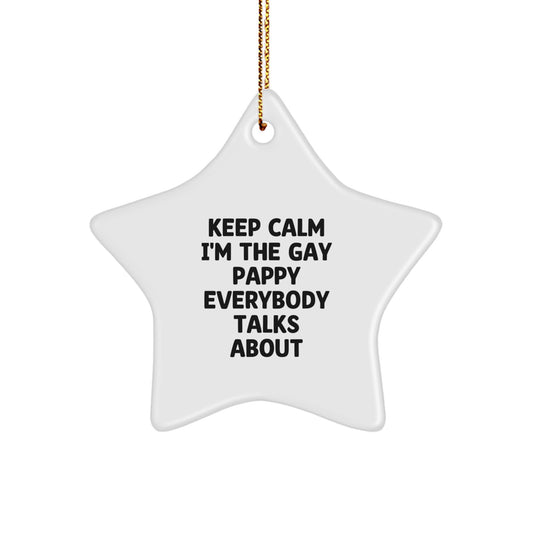 Funny Pappy Star Ornament, Keep Calm, Gifts from Friends, Christmas Unique Gifts for Pappy, Star Ornament Pappy Gifts - Image 1