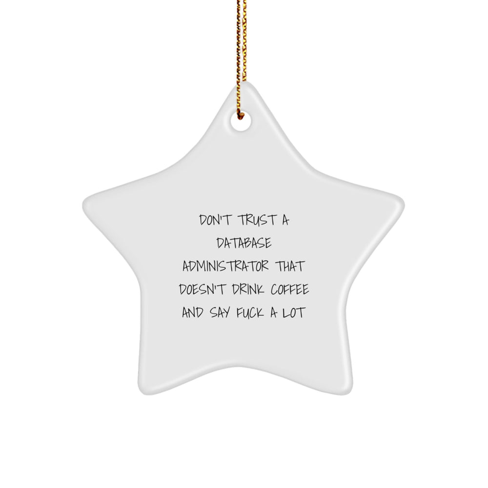 Funny Database Administrator Gifts, Star Ornament for Christmas, 'Don't Trust...' Quote, Gifts from Friends for Men - Image 1