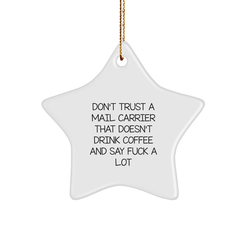Funny Mail Carrier Star Ornament Gift, Perfect for Coworkers, Friends, and Family, Say F--k a Lot, Humorous Office Decor - Image 1