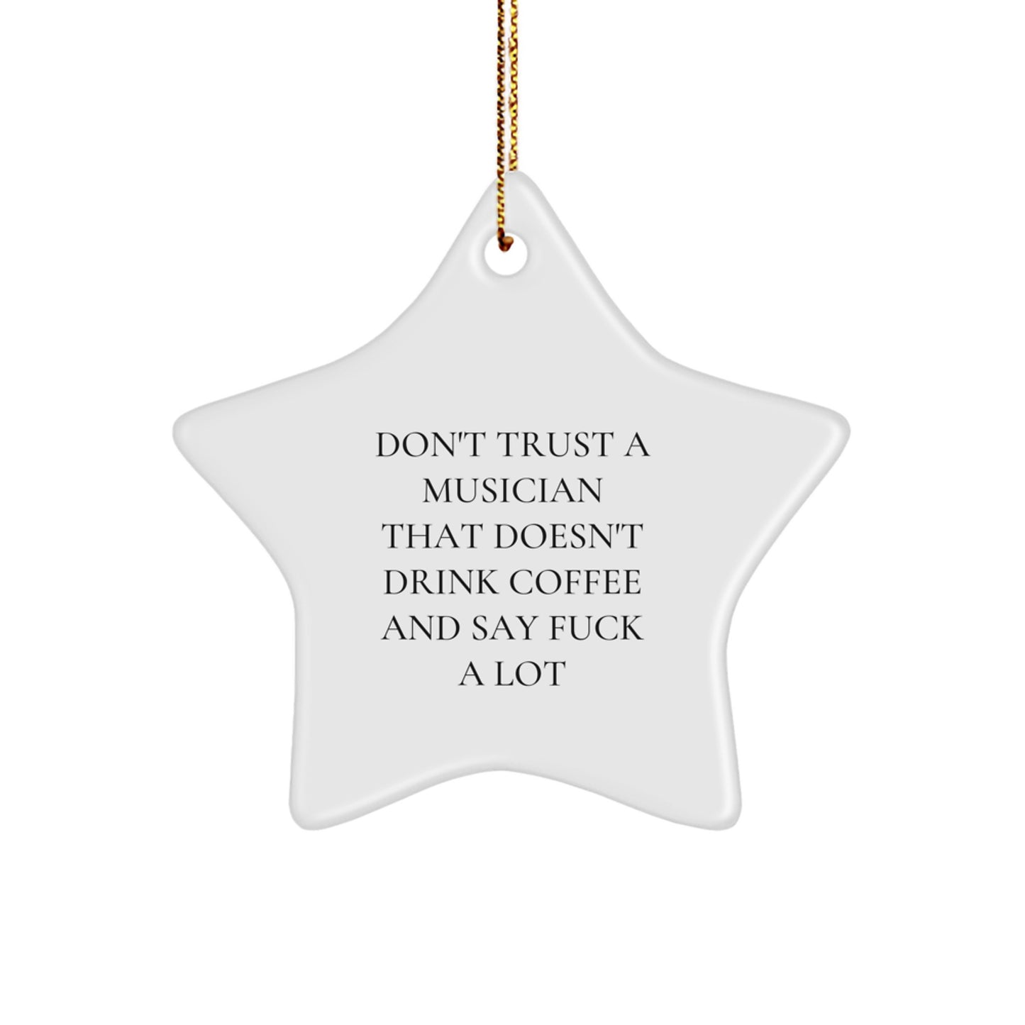Funny Musician Gifts from Friends - 'Don't Trust A Musician...' Star Ornament for Christmas - Image 1