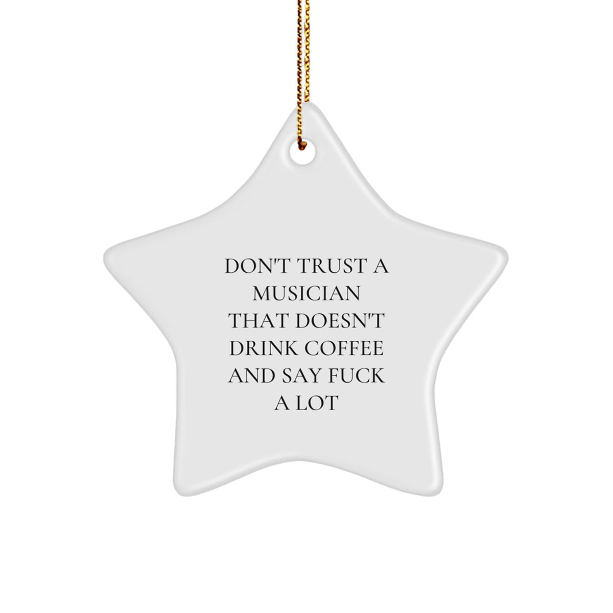 Funny Musician Gifts from Friends - 'Don't Trust A Musician...' Star Ornament for Christmas - Image 1