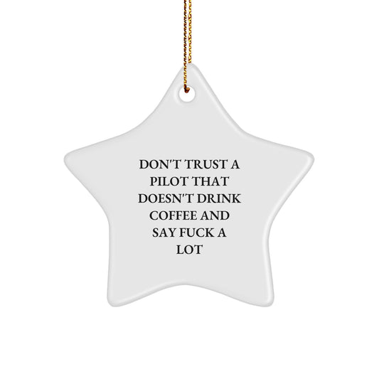 Funny Pilot Gifts for Men - 'Don't Trust...' Star Ornament, Christmas Unique Presents from Friends - Image 1