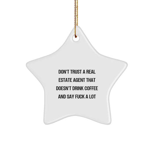 Funny Gifts for Real Estate Agent, Cute Star Ornament for Men, Christmas Unique Gifts from Friends - Image 1