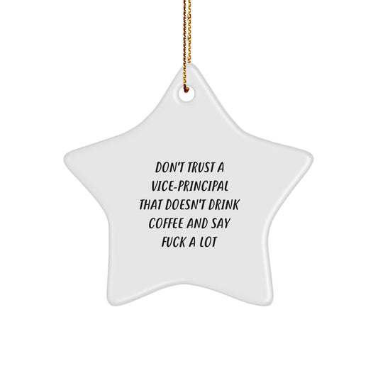 Funny Vice-principal Gifts, Star Ornament with Quote 'Don't Trust A Vice-principal That Doesn't Drink Coffee And Say F--k A Lot' for Christmas, Gifts from Friends to Vice-principal - Image 1