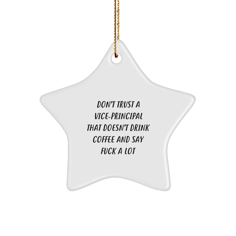 Funny Vice-principal Gifts, Star Ornament with Quote 'Don't Trust A Vice-principal That Doesn't Drink Coffee And Say F--k A Lot' for Christmas, Gifts from Friends to Vice-principal - Image 1
