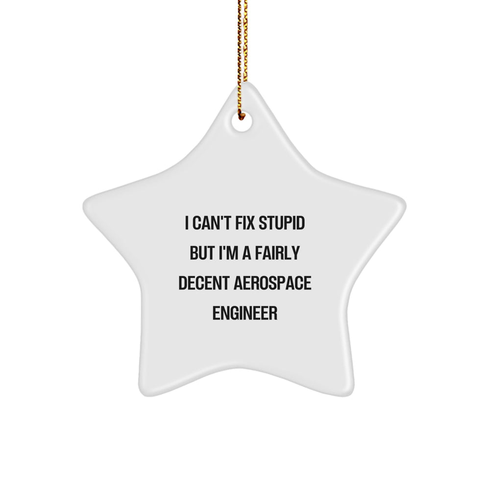 Funny Aerospace Engineer Gifts: 'I Can't Fix Stupid' Star Ornament for Men, Women, or Coworkers - A Unique Christmas Unique Gift for Friends and Family - Image 1