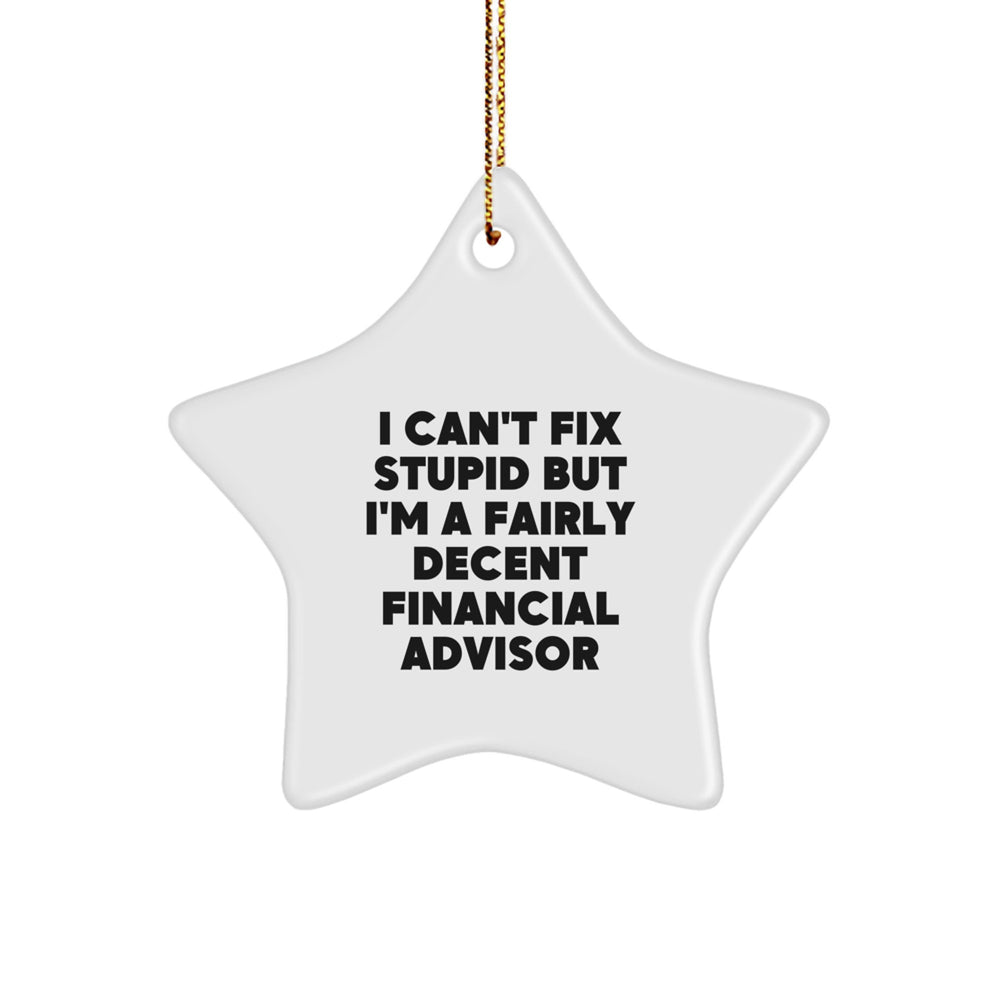Funny Financial Advisor Gifts from Men to Coworkers - I Can't Fix Stupid But I'm A Fairly Decent Star Ornament for Christmas - Image 1