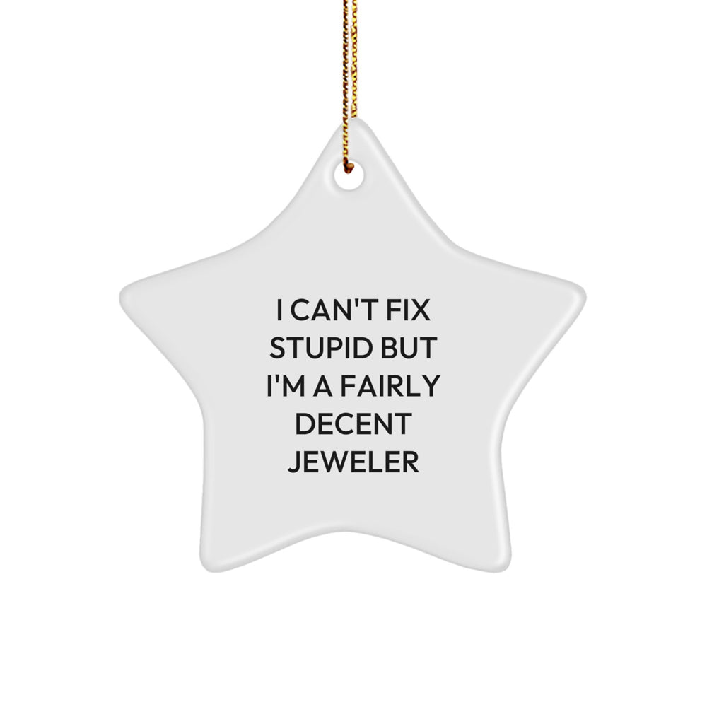 Funny Jeweler Gifts for Men from Friends - Star Ornament 'I Can't Fix Stupid But I'm A Fairly Decent Jeweler' for Christmas - Image 1