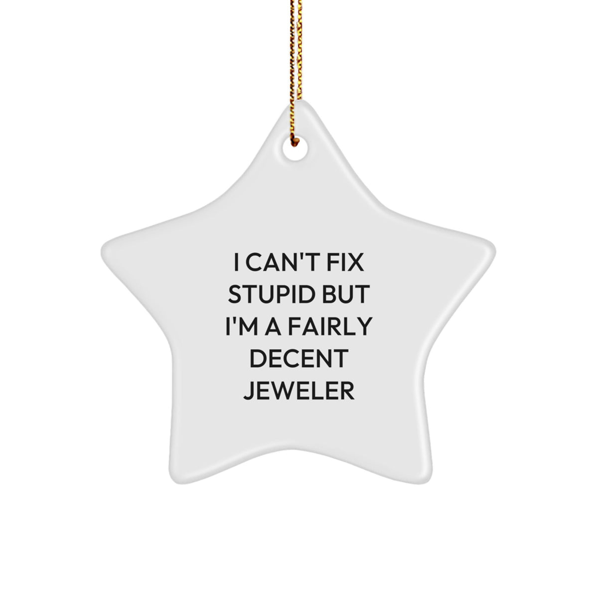 Funny Jeweler Gifts for Men from Friends - Star Ornament 'I Can't Fix Stupid But I'm A Fairly Decent Jeweler' for Christmas - Image 1