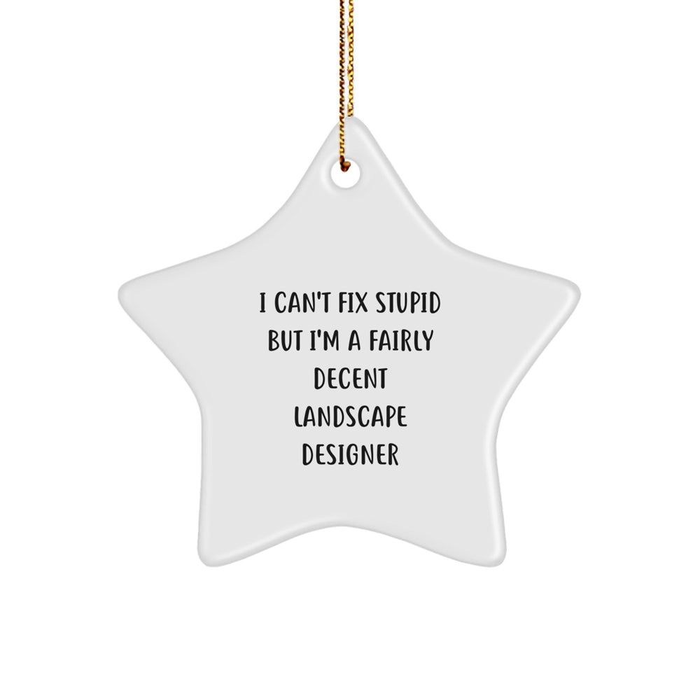 Landscape Designer Gifts from Men - Funny Star Ornament for Friends, Coworkers, Family, Women - I Can't Fix Stupid But I'm A Decent Landscape Designer - Image 1
