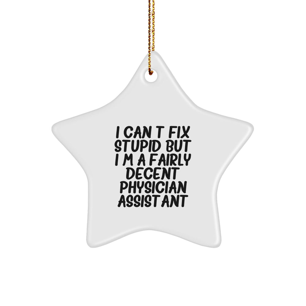 Funny Physician Assistant Gifts from Men - I Can't Fix Stupid But I'm A Fairly Decent Star Ornament for Christmas - Image 1