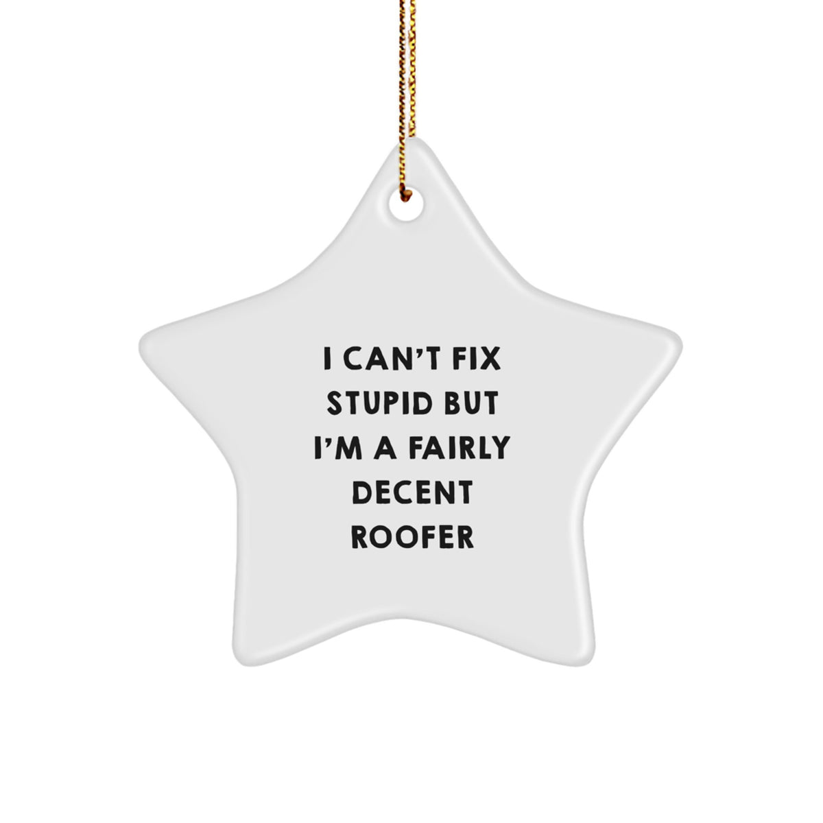 Funny Roofer Gifts from Friends for Men, 'I Can't Fix Stupid But I'm A Fairly Decent Roofer' Star Ornament, Christmas Unique Gifts - Image 1
