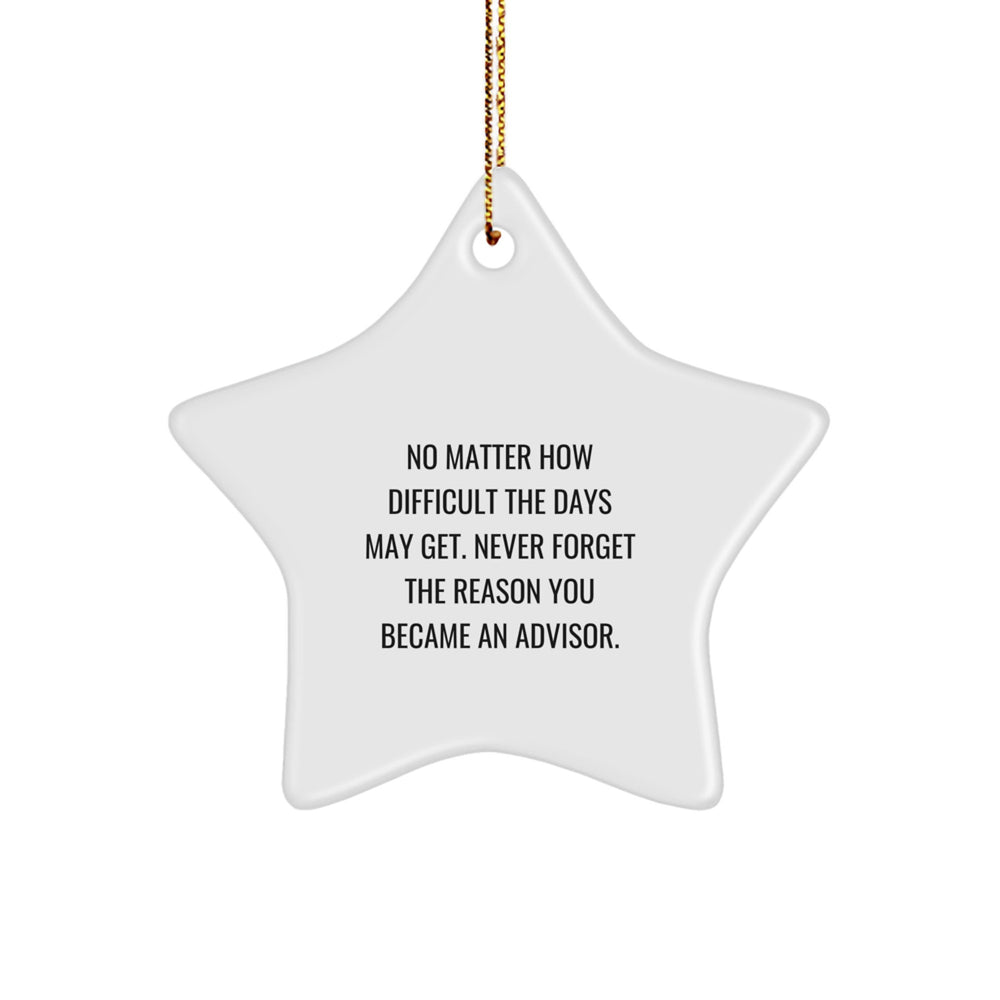 Funny Advisor Gifts from Friends for Christmas Unique Star Ornament, Never Forget the Reason - Star Shaped White MDF - Image 1
