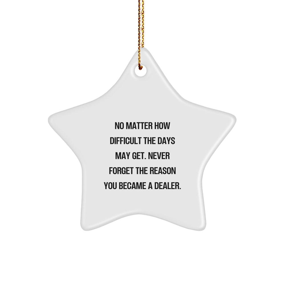Dealer Star Ornament Gifts from Friends, Gifts for Dealers, Never Forget the Reason You Became a Dealer, Funny Christmas Star Ornament, White Color, 3.25 - Image 1