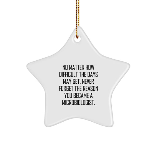 Inspirational Microbiologist Gifts from Friends - Funny Star Ornament for Christmas, 'No Matter How Difficult', Gifts for Microbiologist - Image 1