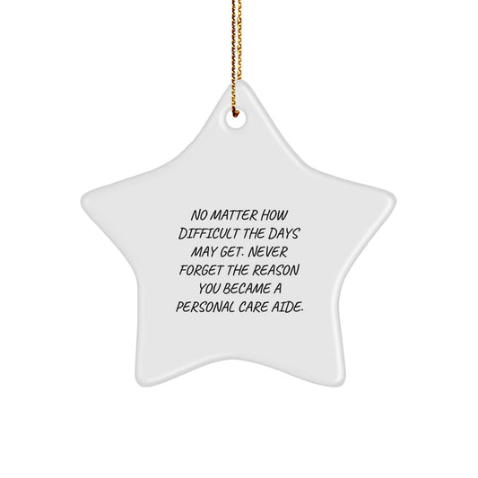 Inspirational Personal Care Aide Gifts from Friends, Personal Care Aide Star Ornament for Christmas, Never Forget the Reason, Funny Star Ornament - Image 1