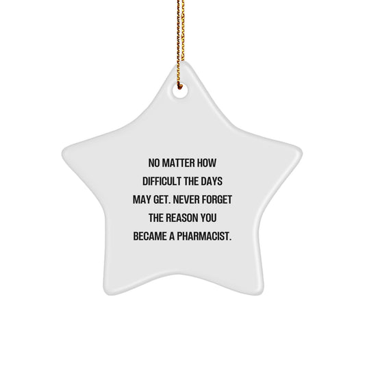 Gifts from Family for the Awesome Pharmacist Star Ornament, Funny Inspirational Quote, White Star Shaped Christmas Decorations, Pharmacist Gifts for Women Men Coworkers - Image 1