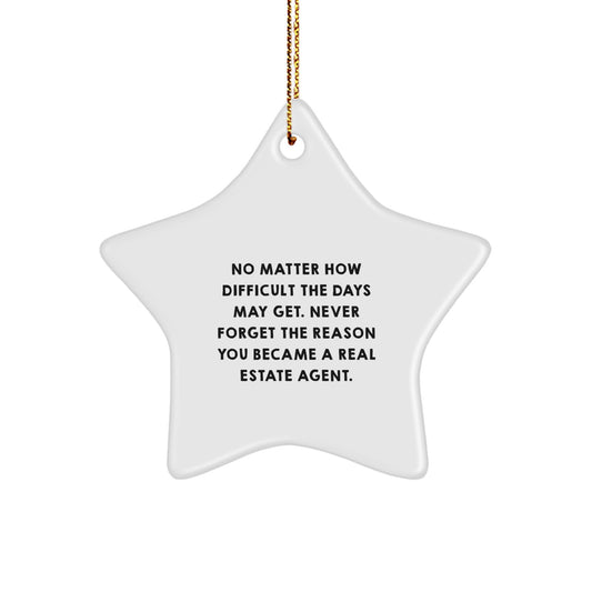 Inspirational Real Estate Agent Gifts from Friends, Star Ornament with Quote, Christmas Unique Real Estate Agent Presents for Men, Women, Coworkers, Family - Image 1
