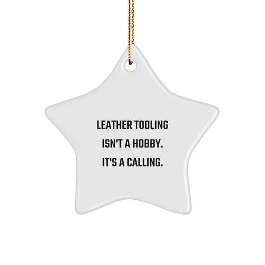 Leather Tooling Gifts from Friends, Funny Star Ornament, Christmas Unique Gifts for Men, Women, Friends, Coworkers, Family - Image 1