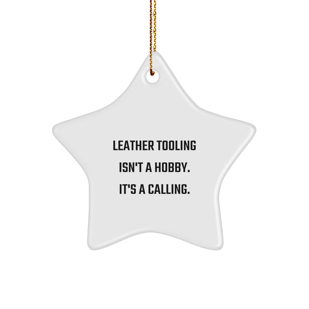 Leather Tooling Gifts from Friends, Funny Star Ornament, Christmas Unique Gifts for Men, Women, Friends, Coworkers, Family - Image 1