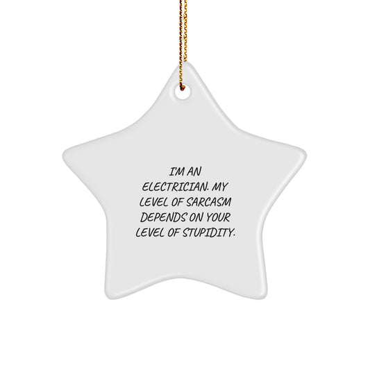 Funny Electrician Christmas Unique Gifts from Family for Electrician, Star Ornament with Sarcasm Quote - Image 1