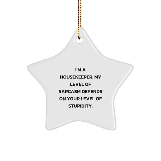Funny Housekeeper Gifts from Men Women Friends Coworkers - Merry Christmas Unique Star Ornament for Housekeeper, Funny Sarcasm Quote, Gifts for Housekeeper, Christmas Star Decoration - Image 1