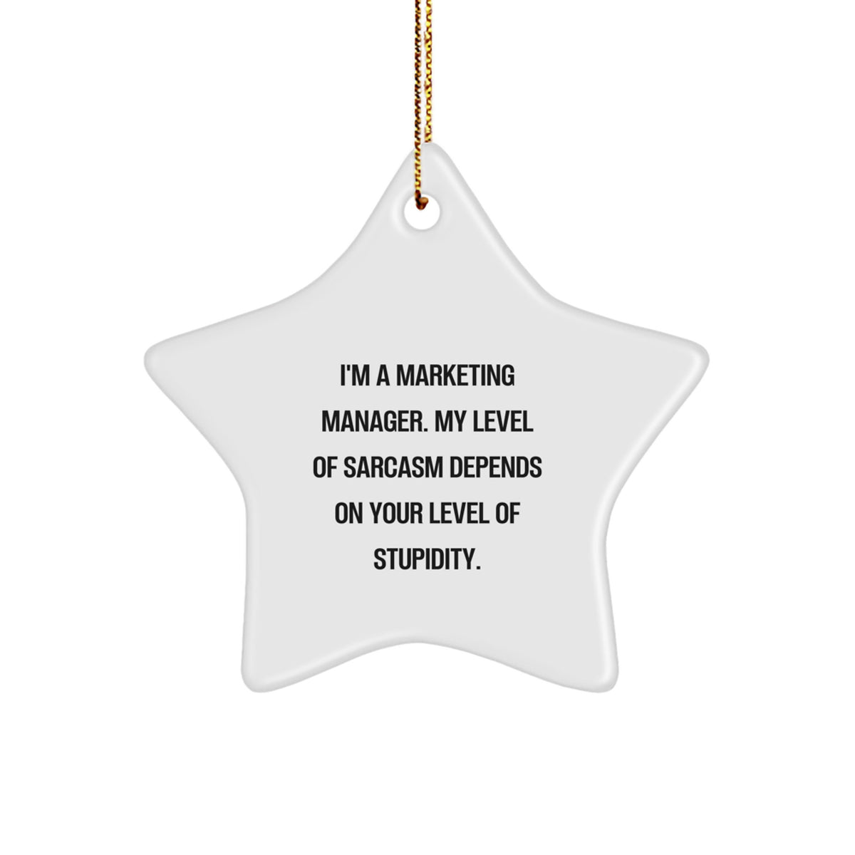 Gifts from Friends for Marketing Manager, Funny Sarcasm Christmas Decoration Star Ornament, White Star Shaped - Image 1