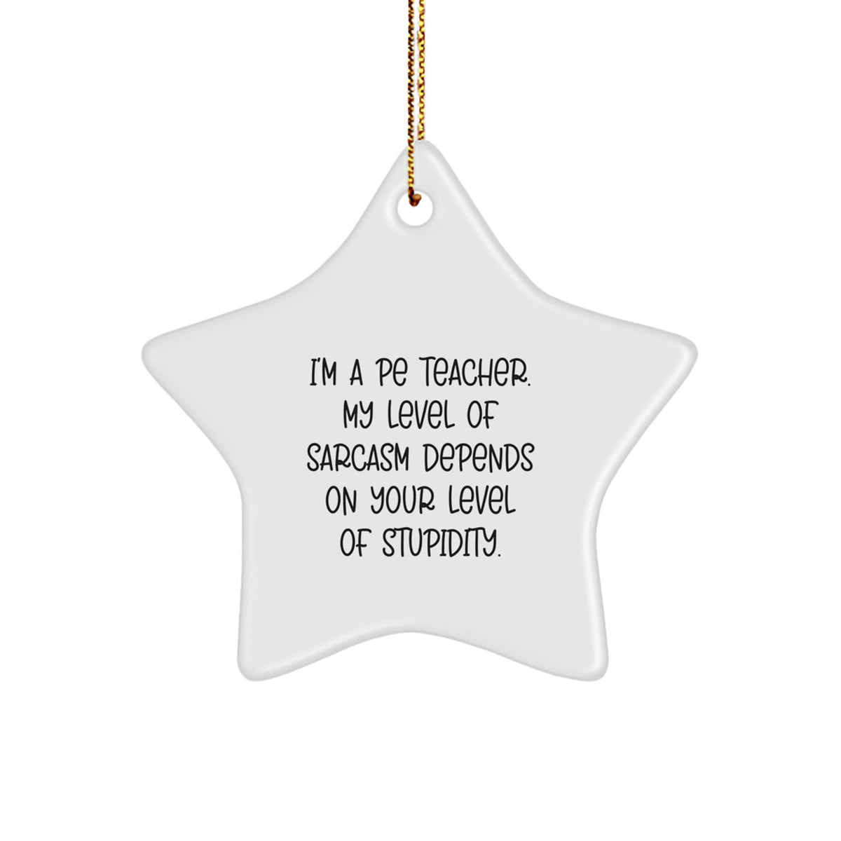 Funny PE Teacher Gifts for Men - I'm A PE Teacher Sarcasm Star Ornament, White, Christmas Unique Presents from Friends - Image 1