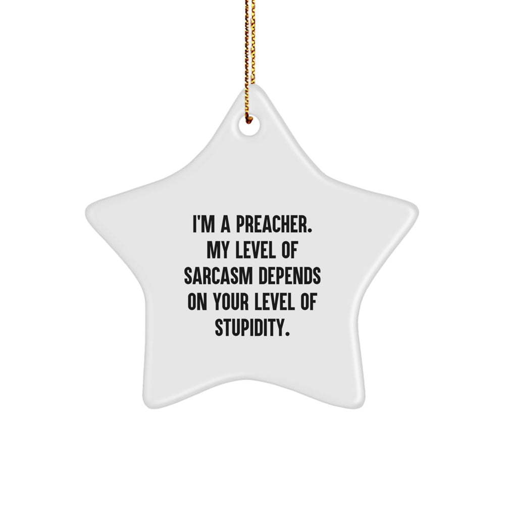 Funny Preacher Gifts from Friends for Preachers Star Ornament, Sarcasm Level Christmas Unique Gifts for Men, Women, Family - Image 1