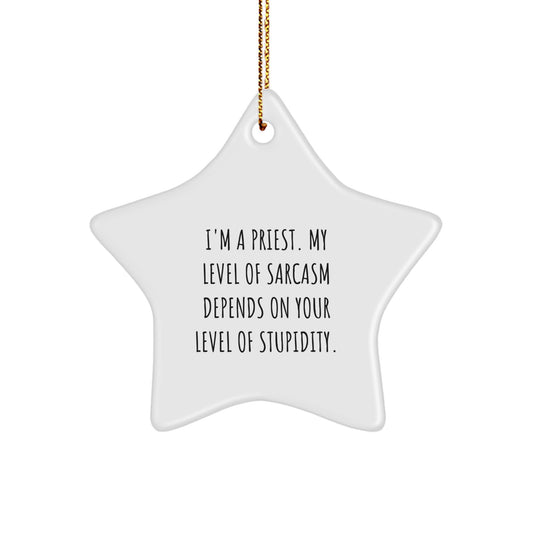 Funny Priest Gifts, Sarcasm Level Star Ornament for Priest, Christmas Unique Gifts from Family - Image 1