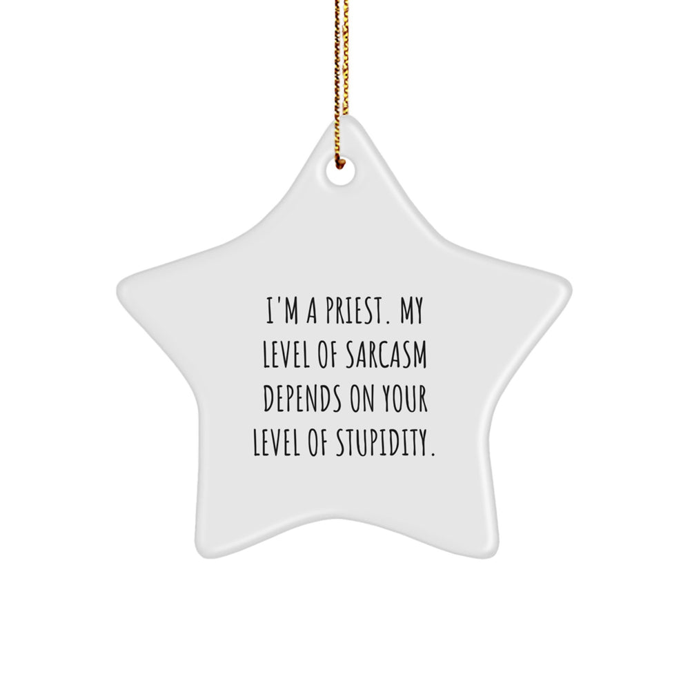 Funny Priest Gifts, Sarcasm Level Star Ornament for Priest, Christmas Unique Gifts from Family - Image 1