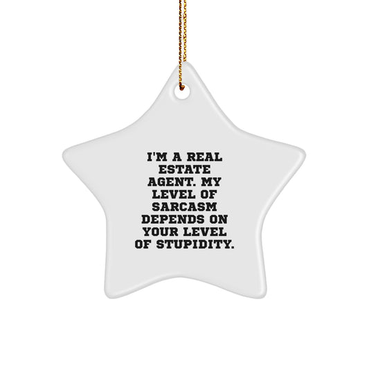 Funny Real Estate Agent Star Ornament Gifts from Friends, Sarcastic Quote Decor for Christmas Unique Gifts, Perfect Real Estate Agent Office Desk Decoration - Image 1