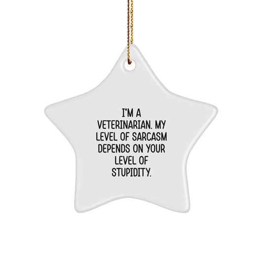 Funny Veterinarian Christmas Star Ornament Gifts for Veterinarians from Family, Friends, or Coworkers - I'm a Veterinarian, My Sarcasm Level Depends on Your Intelligence - Image 1