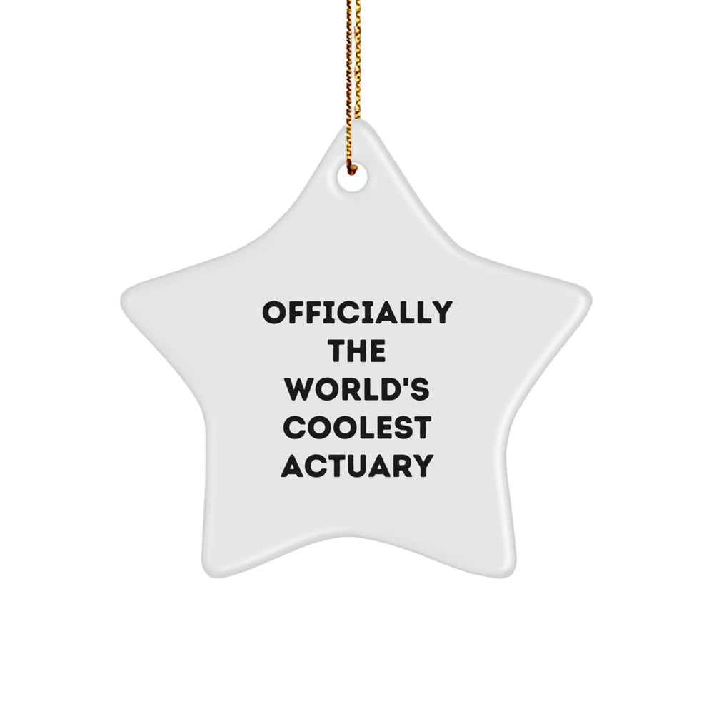 Funny Actuary Gifts for Friends, Officially The World's Coolest Actuary Star Ornament, Unique Christmas Unique Gifts from Men - Image 1