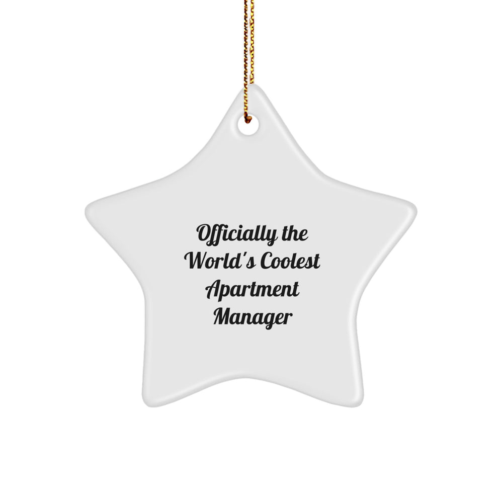 Funny Christmas Unique Gifts for Apartment Managers - 'Officially The World's Coolest Apartment Manager' Star Ornament, Gifts from Family - Image 1