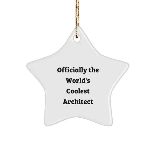 Funny Architect Gifts for Men, Officially The World's Coolest Architect Star Ornament, White Color, Christmas Unique Gifts from Friends - Image 1
