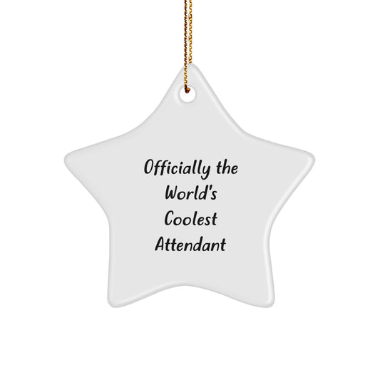 Funny Attendant Star Ornament Gifts for Attendants from Family, Best Christmas Unique Gifts for Attendant Friends, Officially The World's Coolest Attendant Star Decoration - Image 1
