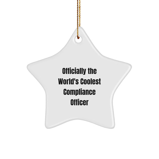 Unique Compliance Officer Gifts, Funny Star Ornament for Men, Women, Coworkers, 'Officially The World's Coolest Compliance Officer' Quote, Christmas Unique Gifts - Image 1