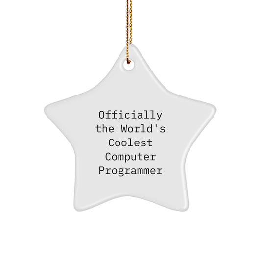 Funny Computer Programmer Star Ornament Gifts from Friends for Christmas - 'Officially The World's Coolest Computer Programmer' Quote - Image 1
