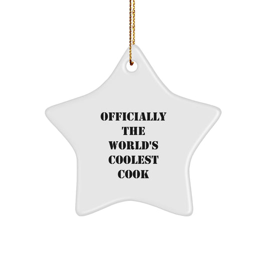 Funny Cook Gifts from Men to Women Star Ornament Officially The World's Coolest Cook for Family Friends Coworkers - Image 1