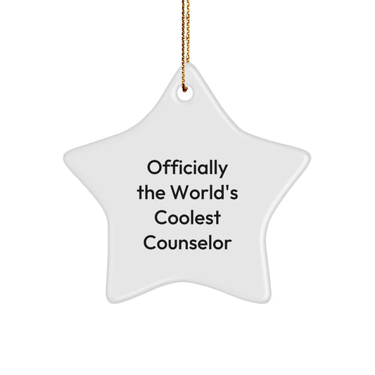 Funny Counselor Star Ornament Gifts from Men to Friends, Christmas Unique Gifts for Counselor, Officially The World's Coolest Counselor Star Decoration - Image 1
