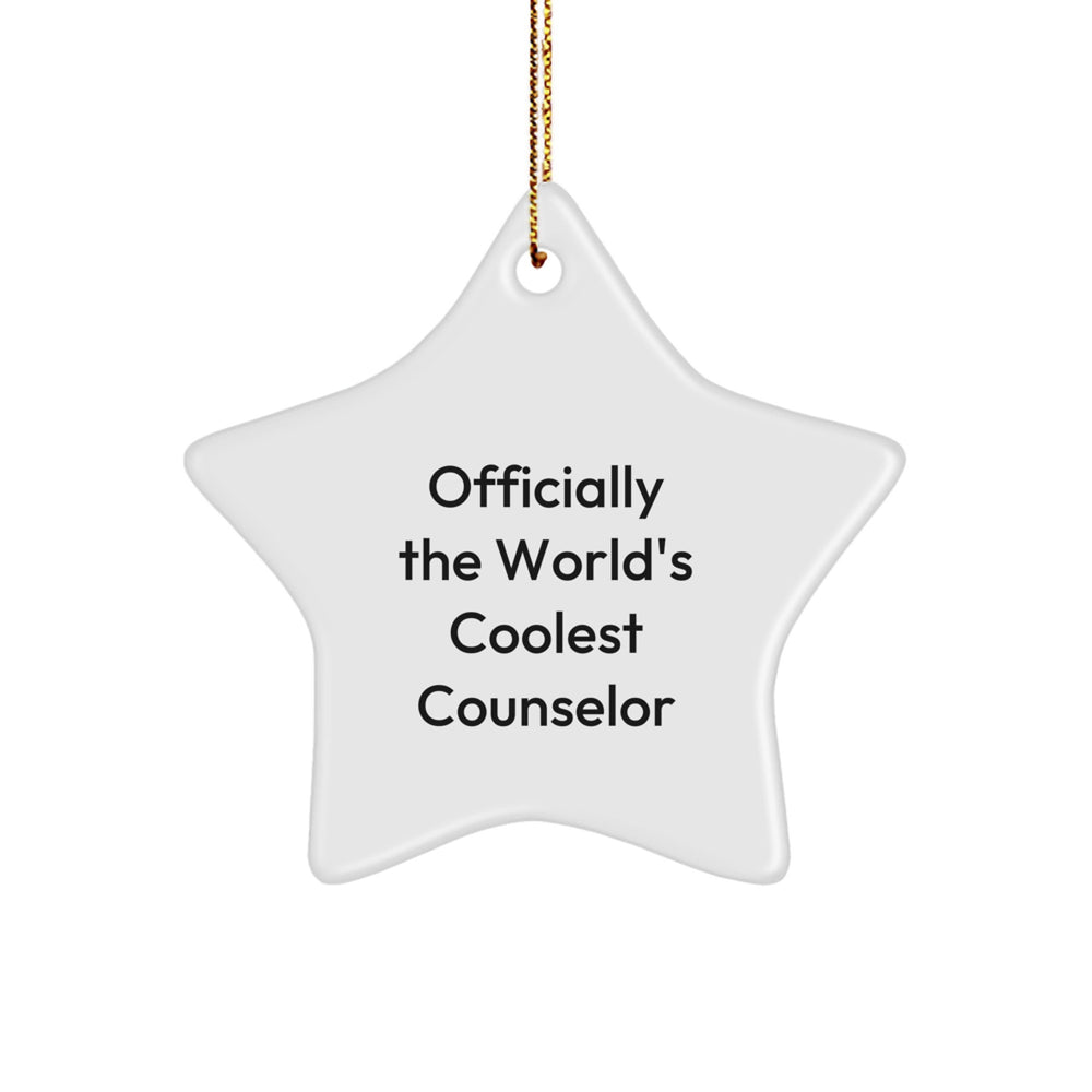 Funny Counselor Star Ornament Gifts from Men to Friends, Christmas Unique Gifts for Counselor, Officially The World's Coolest Counselor Star Decoration - Image 1