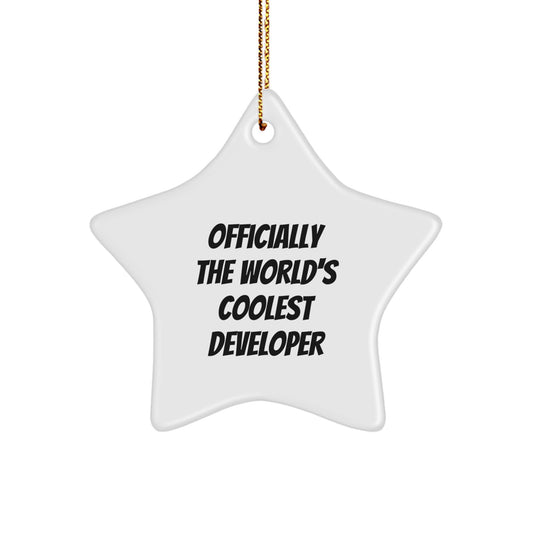 Funny Developer Gifts, Officially The World's Coolest Developer Star Ornament, Christmas Unique Gifts for Developer Friends and Family - Image 1