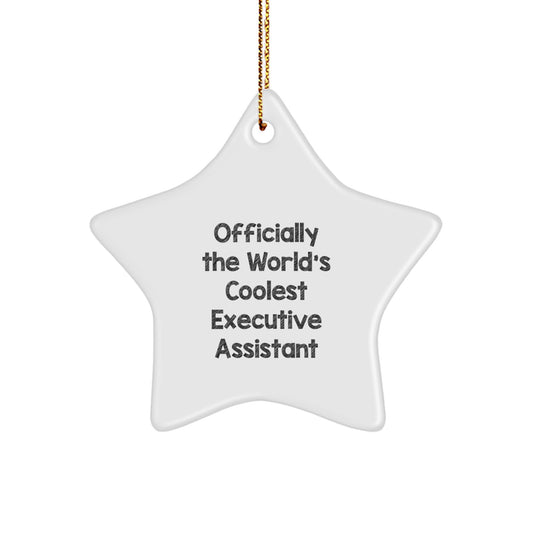 Gifts from Friends and Family for the Executive Assistant, 'Officially The World's Coolest' Star Ornament, White, Christmas Unique Gifts - Image 1